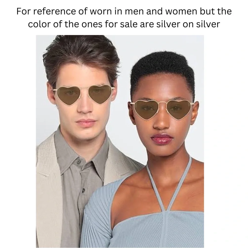 New Saint Laurent LOULOU Mirror Heart Shaped Sunglasses Silver w/ silver lenses - Picture 13 of 13